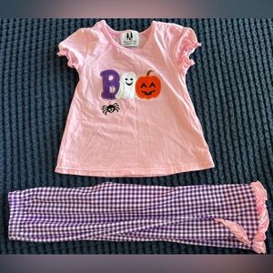 Maci & Madi boutique Halloween pants and top Set, fall, pink and purple ghost
